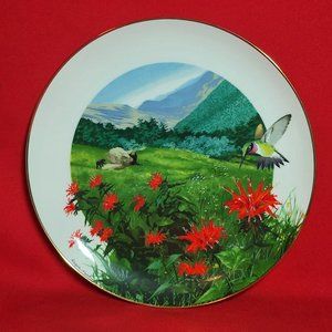 VTG Decorative Plate Royal Windsor Bee Balm Wildflowers of the South Gold Trim